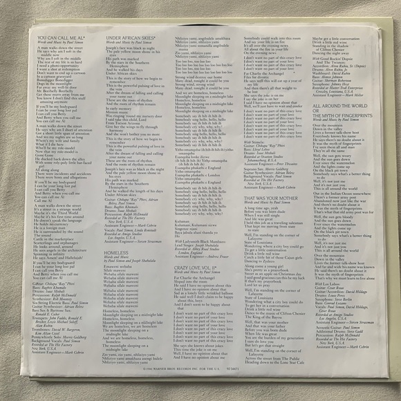 Paul Simon - Graceland 1986 Original Vinyl - Picture 4 of 4